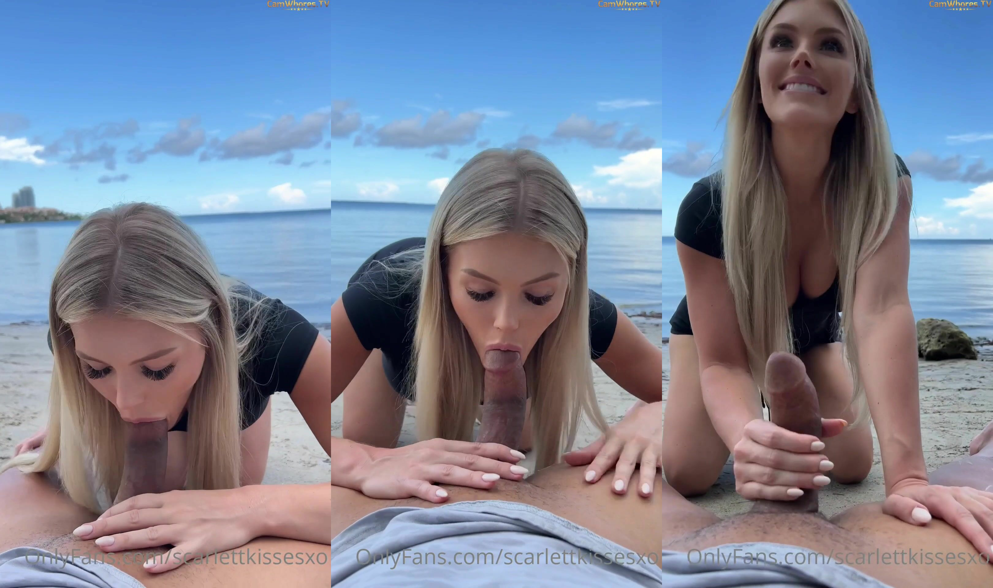 Scarletkissesxo Rides A Thick Cock On The Beach