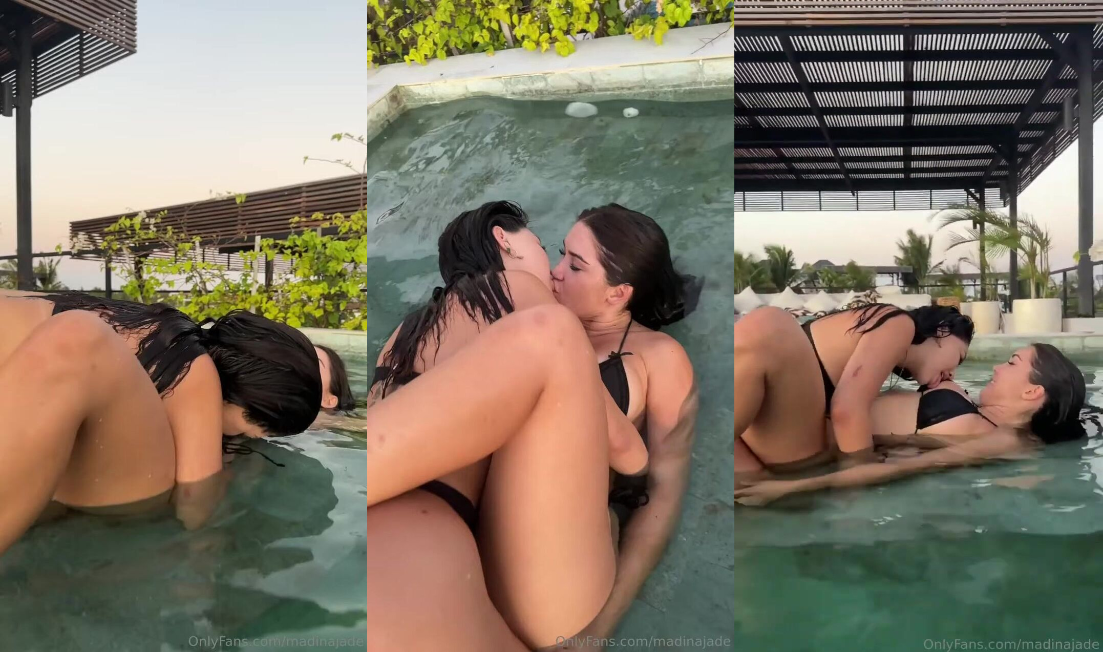Kaia Kitsune & Madina Jade Kissing & Teasing in the Pool
