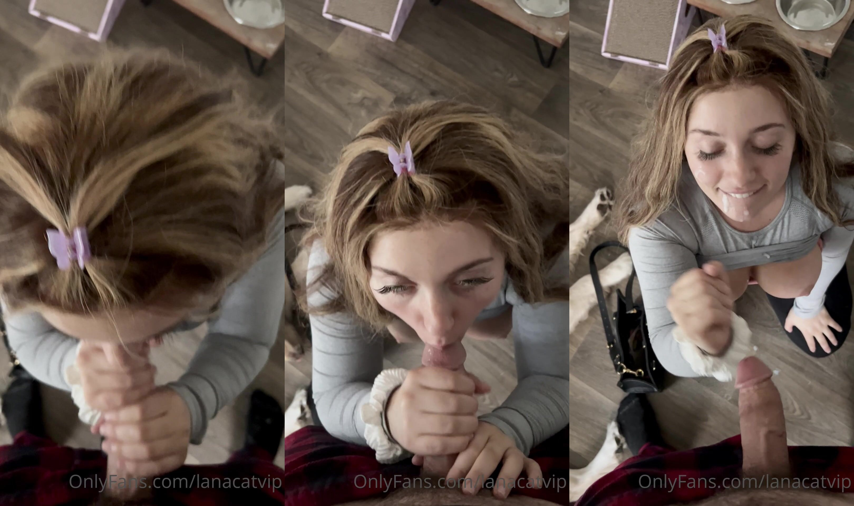 Little Lana Cat Gets On Her Knees To Give Head